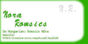 nora romsics business card