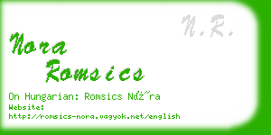 nora romsics business card